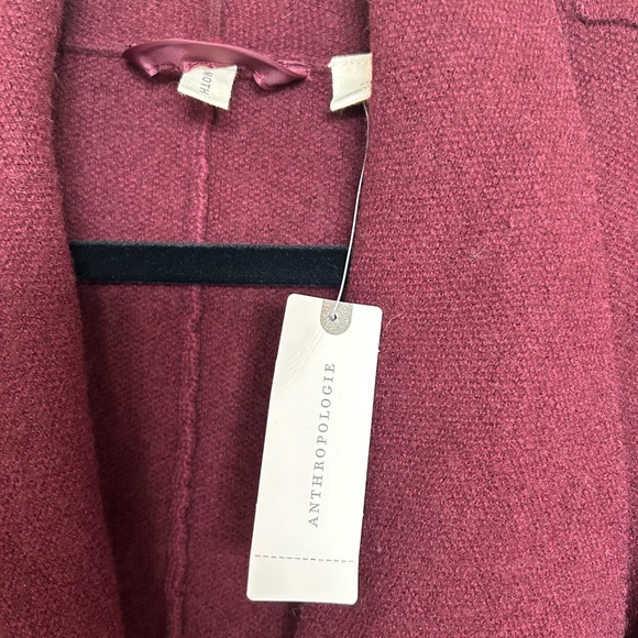 Anthropologie Burgundy Wool Coat, with Tie Belt - Picture 2 of 11